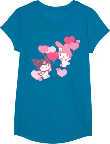 Vista 48 de Camiseta de My Melody y Kuromi con corazones del Día de San Valentín Negro