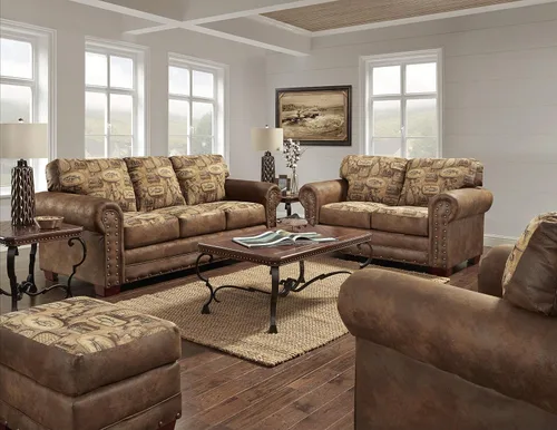 Vista 2 de American Furniture Classics 2 piezas de microfibra River Bend seccional en marrón