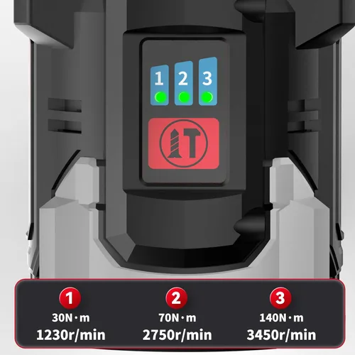 Vista 2 de Kit de destornillador de impacto inalámbrico 16.8V Máximo torque 140Nm (105 pies-libras) Destornillador de impacto eléctrico de alta rotación Motor