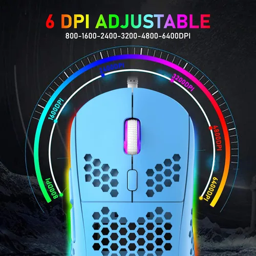 Vista 8 de Combo de teclado y auriculares mecánicos para juegos 60 con retroiluminación arco iris antifantasma 61 teclas micrófono ajustable de 6400 DPI