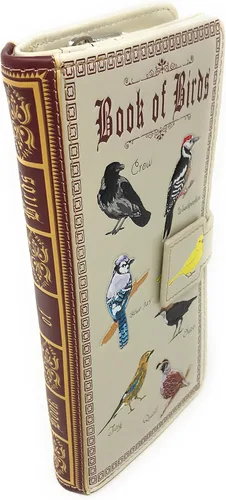 Vista 3 de Shag Wear Cartera de pájaro para mujer 7", Libro de Aves Beige, Moderno