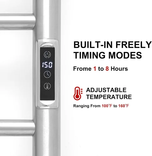 Vista 3 de Toallero eléctrico con calentador de toallas, calentador de toallas con temporizador y control de temperatura, montado en la pared, enchufe