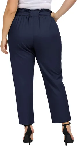 Vista 2 de Hanna Nikole Pantalones cortos de papel para mujer, talla grande, con cinturón y bolsillos