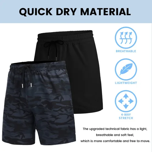 Vista 6 de COOFANDY - Paquete de 2pantalones cortos de entrenamiento para hombre, diseño con bolsillos, de secado rápido, para fisicoculturismo, levantamiento