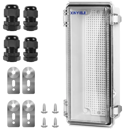 Vista 13 de Caja de conexiones de plástico ABS impermeable para proyectos al aire libre, IP67, resistente a la intemperie, a prueba de polvo con cubierta