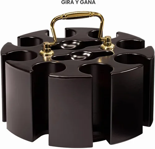 Vista 5 de Brybelly juego de fichas de póquer in caja de madera con sistema de carrusel de 2.5 onzas