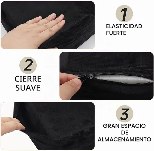 Vista 5 de Almohada de pestañas de terciopelo para salón de belleza Negro