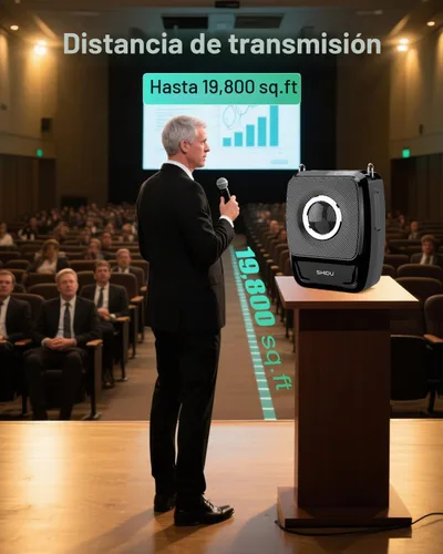 Vista 6 de SHIDU Amplificador de voz de 35 W con micrófono inalámbrico (de mano y auriculares), megáfono portátil Bluetooth para profesores, guías turísticos