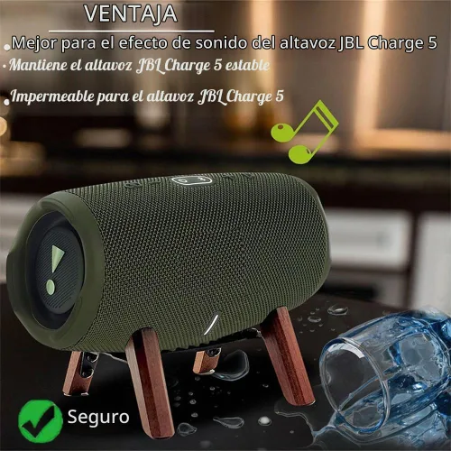 Vista 4 de Soporte de madera real compatible con altavoz JBL Charge 6, Charge 5
