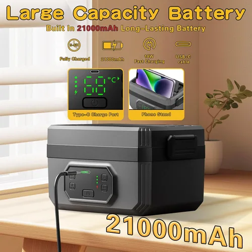 Vista 3 de Swingers Lonchera térmica inalámbrica, lonchera de 21000 mAh con autocalentamiento, alimentada por batería, lonchera eléctrica portátil de 1.2 L