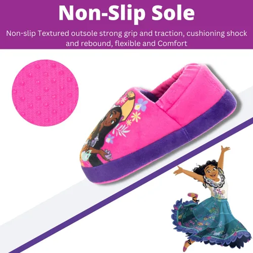 Vista 4 de DISNEY Pantuflas de princesa Encanto Cenicienta Ariel Jasmine Tianna para niñas, ligeras, cálidas, cómodas, suaves, Aline Girls (niños pequeños)