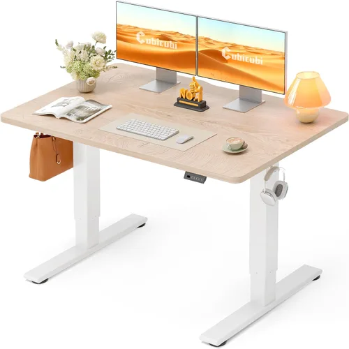 Vista 49 de CubiCubi Escritorio eléctrico de pie de 48 x 30 pulgadas, escritorio de pie ajustable en altura con ajustes preestablecidos de memoria, escritorio