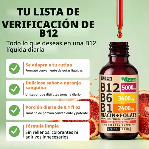 Vista 6 de Paquete de 2 gotas líquidas de vitamina B12 y B6, complejo de vitamina B sublingual B12 - Vitamina B 12 de 5000 mcg - B12 metilcobalamina