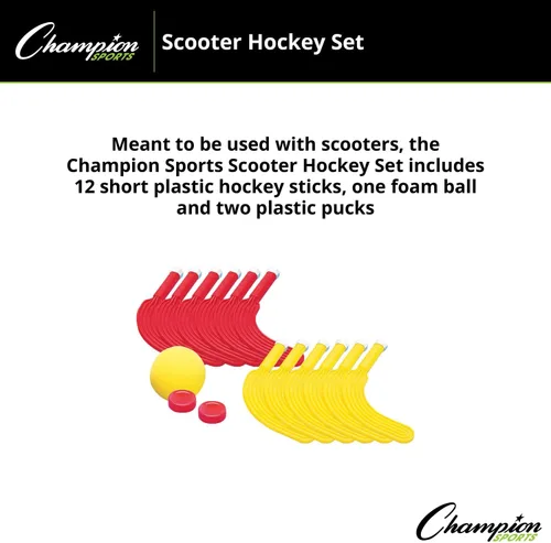 Vista 4 de Champion Sports SHS1 - Juego de hockey para scooter, 12 palos, 2 discos, 2 pelotas, a partir de 5 años