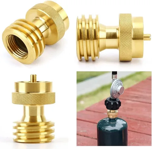 Vista 4 de Adaptador de tanque de propano para guardar carnes, adaptador de propano de 1 libra a 20 libras para cilindro desechable desechable, convertidor