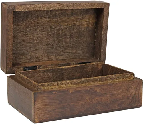 Vista 2 de NIRMAN Caja de madera hecha a mano para joyas, organizador de almacenamiento de recuerdos con diseño celta tallado a mano