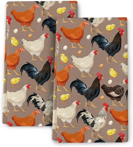 Vista 15 de Juego de 2 toallas de cocina modernas de mediados de siglo, toallas de mano absorbentes, paños de cocina retro para cocinar, hornear, baño, granja