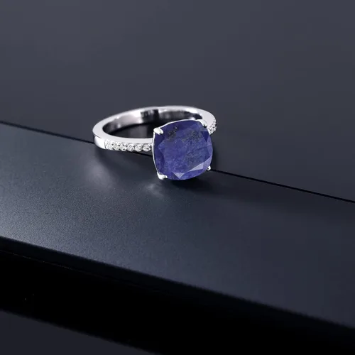 Vista 56 de Gem Stone King Anillo de compromiso de plata de ley 925 con piedra preciosa de corte cojín de 0.39 pulgadas Anillo de compromiso de aniversario