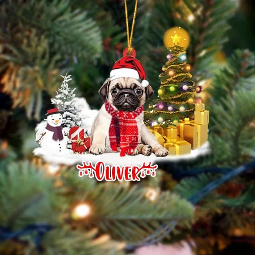 Vista 29 de NAZENTI Adorno personalizado de gato abisinio con árbol de pino, adorno de Navidad personalizado para perros amantes de las mascotas, colgante