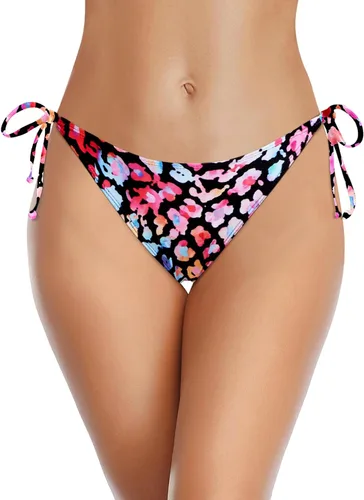 Vista 24 de Traje de baño de cintura baja con cobertura moderada para mujer Azul (Leaves)
