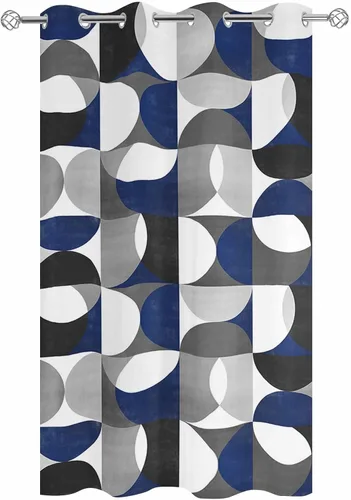 Vista 2 de Abstract Geomrtry Outdoor Curtains for Patio Waterproof Drapery,Grommet Window Curtain Drapes for Living