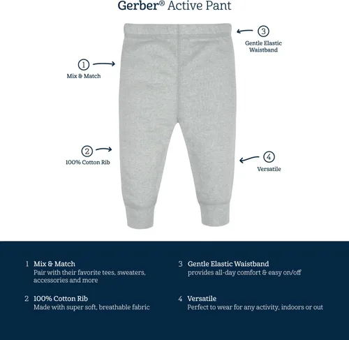 Vista 6 de Gerber Baby Boys' Multi-Pack Pants