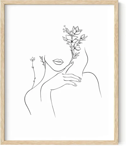 Vista 65 de HAUS AND HUES Arte de pared minimalista - Dibujo moderno de líneas abstractas, impresión de boceto femenino simple, obra de arte para el hogar