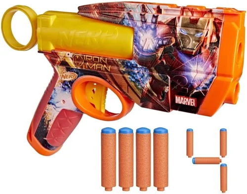 Vista 17 de Nerf Marvel Hulk Dart Blaster 4 dardos de espuma Nerf N1 Diseños de piel inspirados en Hulk Regalos para llenar calcetines navideños