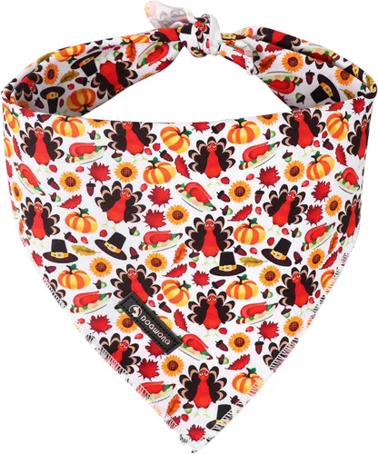 Vista 29 de DOGWONG - Collar de Acción de Gracias con Bellota y Flor para Perro, Collar de Perro de Pavo Otoñal, Collar de Calabaza de Algodón Suave y Duradero