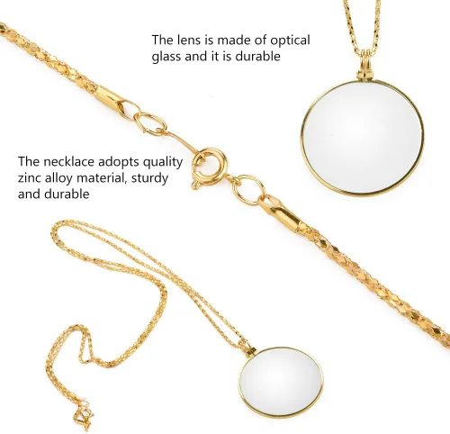 Vista 3 de Monóculo para ojo, lupa colgante, lente monóculo de lupa portátil 5X con collar colgante para lectura, manualidades, costura, joyería, pasatiempos