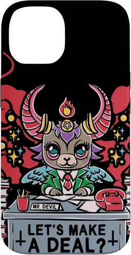 Vista 4 de Funda para iPhone 16 Kawaii Pastel Goth Make A Deal Baphomet Aesthetic Nu Cute Case