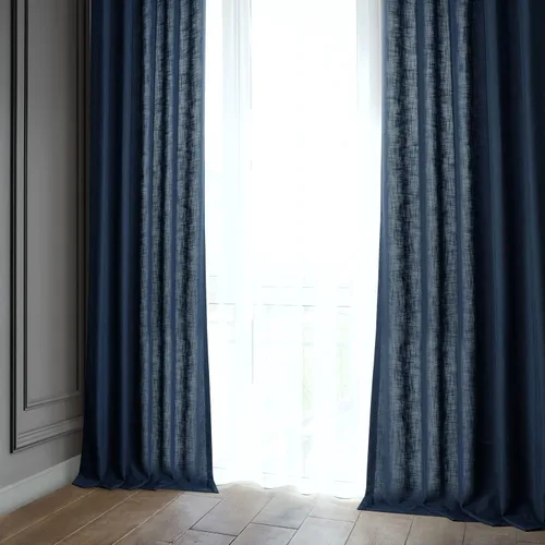 Vista 3 de HPD Half Price Drapes Cortinas clásicas de lino sintético semitransparentes para sala de estar (1 panel) que filtran la luz de 96 pulgadas de largo