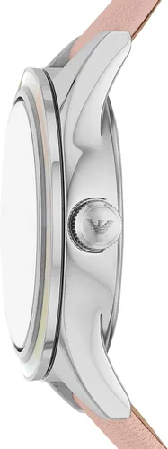 Vista 2 de Emporio Armani Reloj de correa de piel rosa con tres manos para mujer (modelo AR11547), Rosado