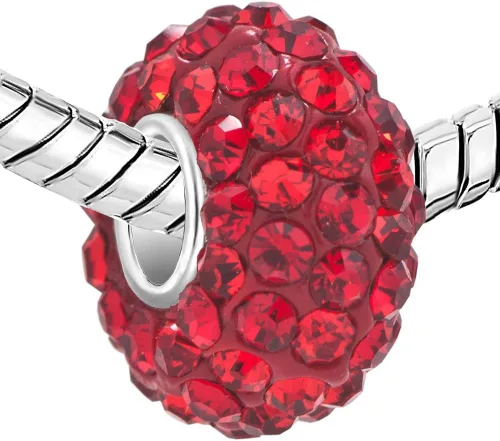 Vista 2 de LovelyJewelry Ene-Dic Simulado Piedra natal Encantos Perlas De Cristal Sintético Rojo Para Pulseras