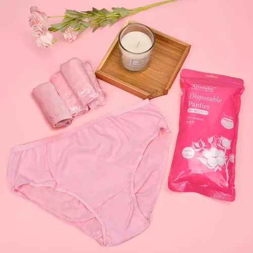 Vista 3 de Las mujeres desechables 100% algodón calzoncillos damas discreto ropa interior bragas para viajes hotel spa hospital estancias