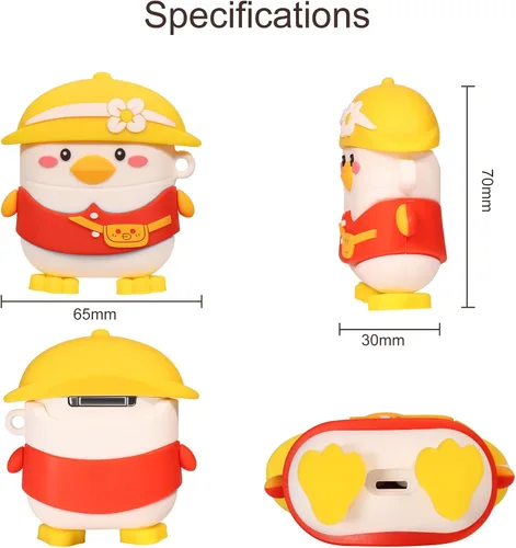 Vista 4 de Funda de silicona suave compatible con Apple AirPods 1 y 2, 3D de dibujos animados, a prueba de golpes, funda protectora para auriculares (blanco)