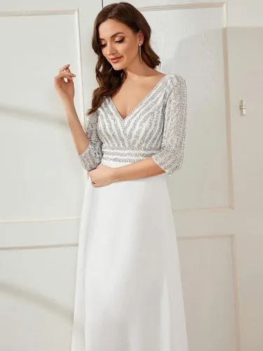 Vista 5 de Ever-Pretty Women's Elegant V-Neck Long Sleeve Sequin Evening Party Dress 0751