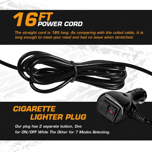 Vista 4 de Luz estroboscópica LED, 12V-24V ámbar 40 luces LED de advertencia intermitentes de seguridad con cable magnético y recto de 16 pies para vehículo