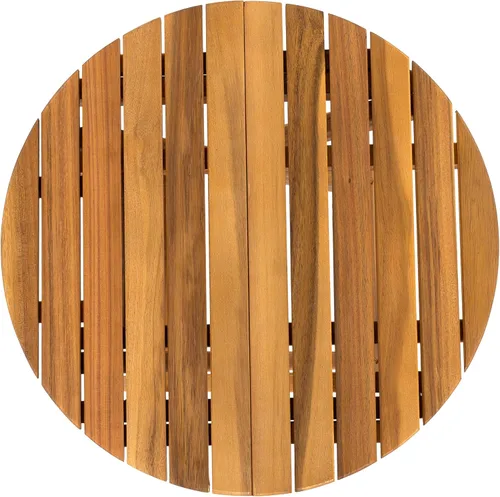 Vista 7 de Mesa auxiliar plegable de 17.75 pulgadas, mesa auxiliar ajustable para sala de estar y exterior, soporte redondo de madera para plantas, sin