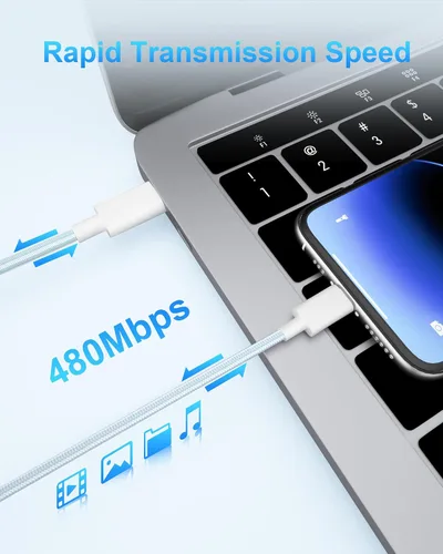 Vista 7 de TSKYBEAR Cable USB C a USB C – Cable de carga rápida de 100 W tipo C a C de repuesto para iPhone 15 Pro Max/Plus Samsung iPad Pro/Air/mini MacBook
