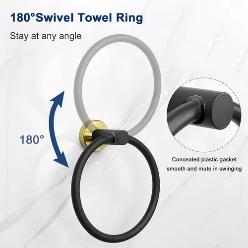 Vista 6 de NearMoon Anillo de Toalla de Baño, Accesorios de Ferretería de Baño - Soporte de Toalla de Mano de Acero Inoxidable Engrosado para Baño, Colgador