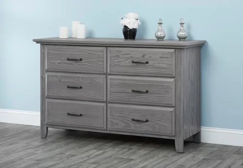 Vista 2 de Soho Baby Chandler - Cubrecolchón para tocador de 6 cajones, color gris grafito Gris (Graphite Gray)