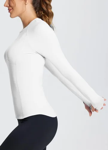 Vista 4 de BALEAF Women's Long Sleeve Workout Tops Compression Running Shirts Fitted Athletic Warm Thumbholes Quick Dry Stretch Yoga