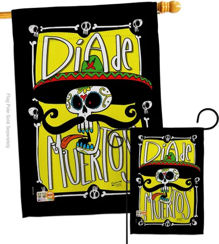 Vista 15 de Dia De Los Muertos Decoraciones Otoño Día de Muertos Decoración Habitación Hogar Mexico Mexicanos Ourdoor Interior Halloween Bandera Tapiz Césped