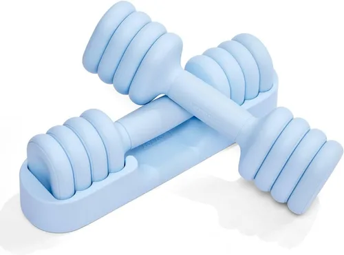 Vista 9 de YOTTOY Juego de 2 mancuernas ajustables, pesas de mano 4 en 1 para mujeres en casa, juego de mancuernas compactas con agarre suave y base, 2-5 Negro
