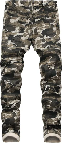 Vista 2 de DANT BULUN Pantalones deportivos de mezclilla ajustados elásticos para hombre