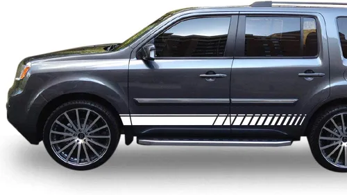 Vista 6 de Bubbles Designs Adhesivo adhesivo de vinilo inferior Racing Stripe Kit compatible con Honda Pilot 2008-2015 (negro)