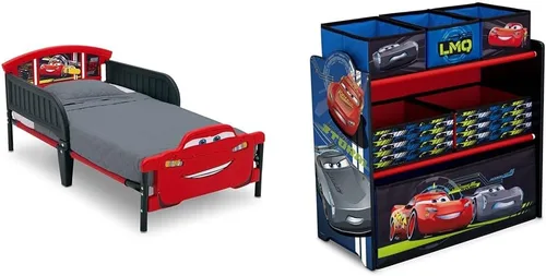 Vista 8 de Delta Children - Cama infantil con estribo 3D, Disney/Pixar Cars 3 y Delta Children Disney Minnie Mouse 6 cubos de diseño y almacenamiento