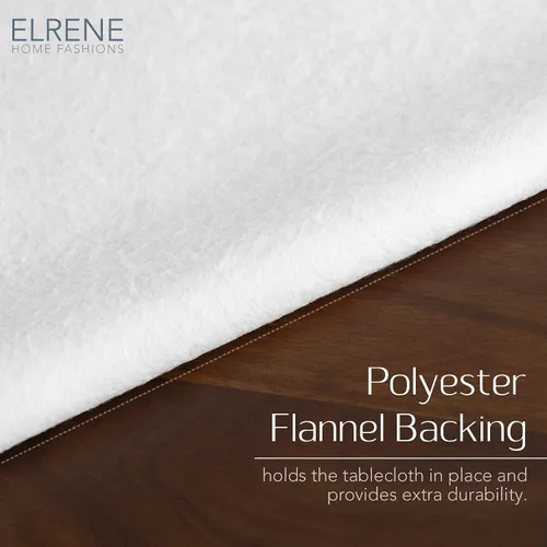 Vista 3 de Elrene Home Fashions Ava - Mantel de vinilo jacobeo floral resistente al agua y a las manchas con reverso de franela, 70 x 70 pulgadas, redondo