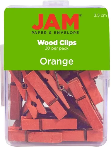 Vista 18 de JAM Papel® Mini Madera Ropa Pin Clips – 1 1/8" & 7/8 – 50 por caja, Blanco